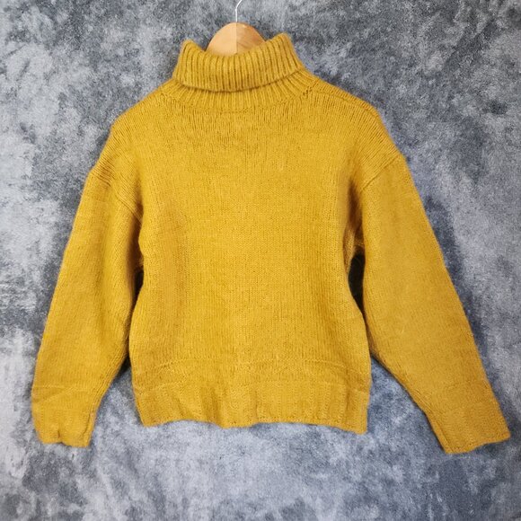 JW Anderson Uniqlo Wool Alpaca Blend Sweater Large Mustard Yellow Turtleneck EUC - Picture 6 of 8